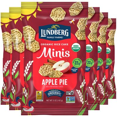 Lundberg Organic Rice Cake Minis, Apple Pie, 6-Pack- Regenerative Organic Certified Mini Rice Cakes, Healthy Snacks, Vegan, 5 Oz Ea