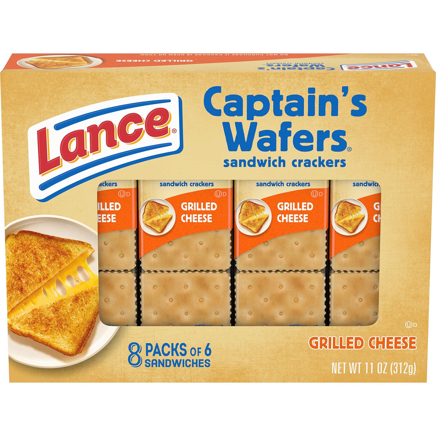 Lance Sandwich Crackers, Captain&#39;s Grilled Cheese Wafers, 8 Ct Box