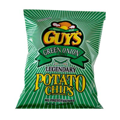 Guys Green Onion Potato Chips - Healthy &amp; Salty Snacks wLegendary Taste - Natural Potato Snack Chips -Tasty Snack Pack Chips - Potato Chips Snack Packs (1.5 oz Bag, Pack of 24)