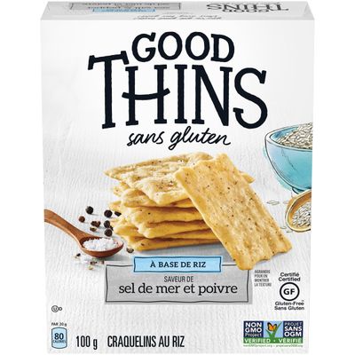 Good Thins, Gluten-Free Rice Crackers, Sea Salt &amp; Pepper Flavour, 100g3.5oz, (Imported from Canada)