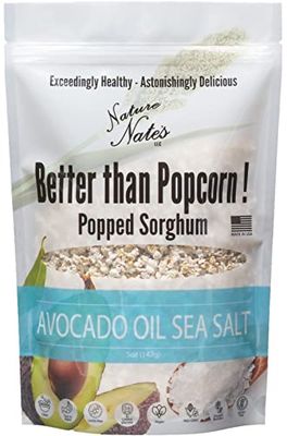 Nature Nates Popped Sorghum, Avocado Oil Sea Salt - Organic Sorghum, Keto &amp; Gluten Free, Whole 30, Healthy Snacks, Better Than Popcorn, Made in USA - 5 Ounce