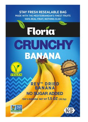 REV-Dried Banana Fruit Crisps, Healthy on-the-go Snack, 1.5 Ounce Resealable Bag, Real Crunchy Banana Fruit, 100% All Natural, No Sugar Added, Non GMO, Gluten Free, Vegan, Low Carb - Floria Crunchy