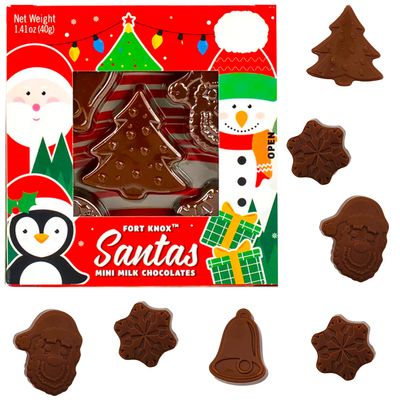 Fruidles Christmas Santas Mini Milk Chocolates Snack, Holiday Treats, Kosher Certified Dairy, 1.41 Oz (8-Pack)