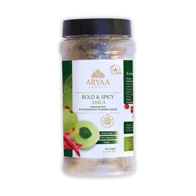 Aryaa Organic Bold and Spicy Amla Snack | 250g - Re-Energizing SuperSnack | Energy Infused, Vitamin C Rich, Vegan, Non-GMO | Sourced from India