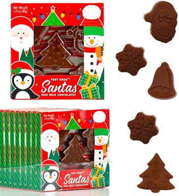 Fruidles Christmas Santas Mini Milk Chocolates Snack, Holiday Treats, Kosher Certified Dairy, 1.41 Oz (8-Pack)