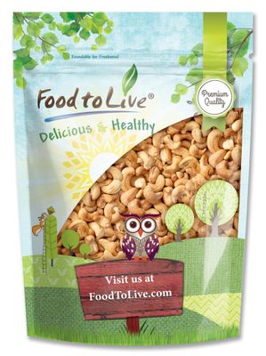 Food to Live Dry Roasted Whole Cashews with Himalayan Salt, 1 Pound Oven Roasted Lightly Salted Fancy Nuts, No Oil Added, Vegan, Kosher, Bulk. Crunchy Texture. Great Snack