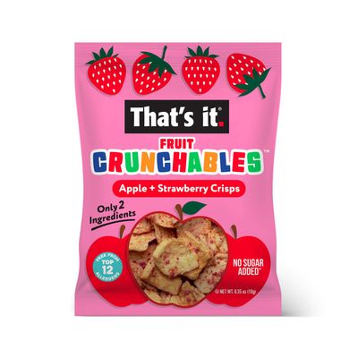 Thats it. Fruit Crunchables Apple  Strawberry Crisps, 15-Pack - 100% Real Fruit Snacks for Kids, Plant-Based, Non-GMO, Gluten-Free, No Sugar Added, Allergen-Free, Healthy Lunchbox Snack