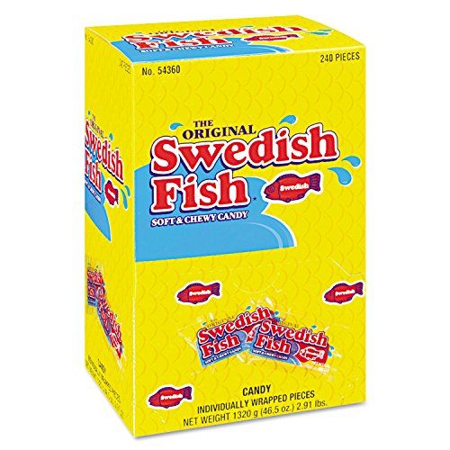 Swedish Fish 43146 Grab-and-Go Candy Snacks in Reception Box, 240-PiecesBox