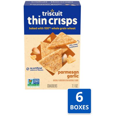 Triscuit Thin Crisps Parmesan Garlic Whole Grain Wheat Crackers, 6 - 7.1 oz Boxes