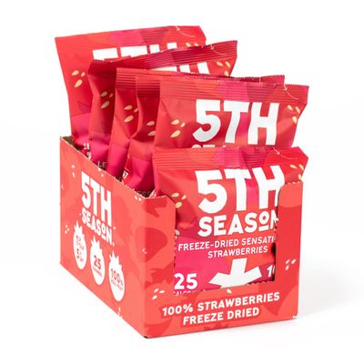 5th Season Freeze Dried Fruit Snacks- 100% Whole Strawberries, 25 Calories Per Bag (6 Pack, 80g each)