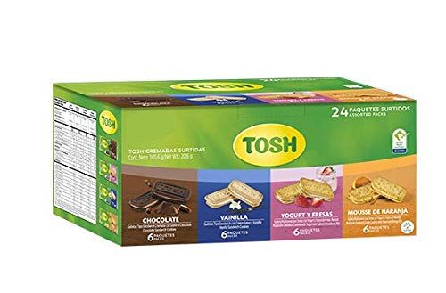 Tosh Assorted Cream Cookies | Includes Vanilla  Chocolate  Yogurt &amp; Strawberry  Orange Mousse | Perfect for Breakfast | 20 Ounce (Pack of 24)