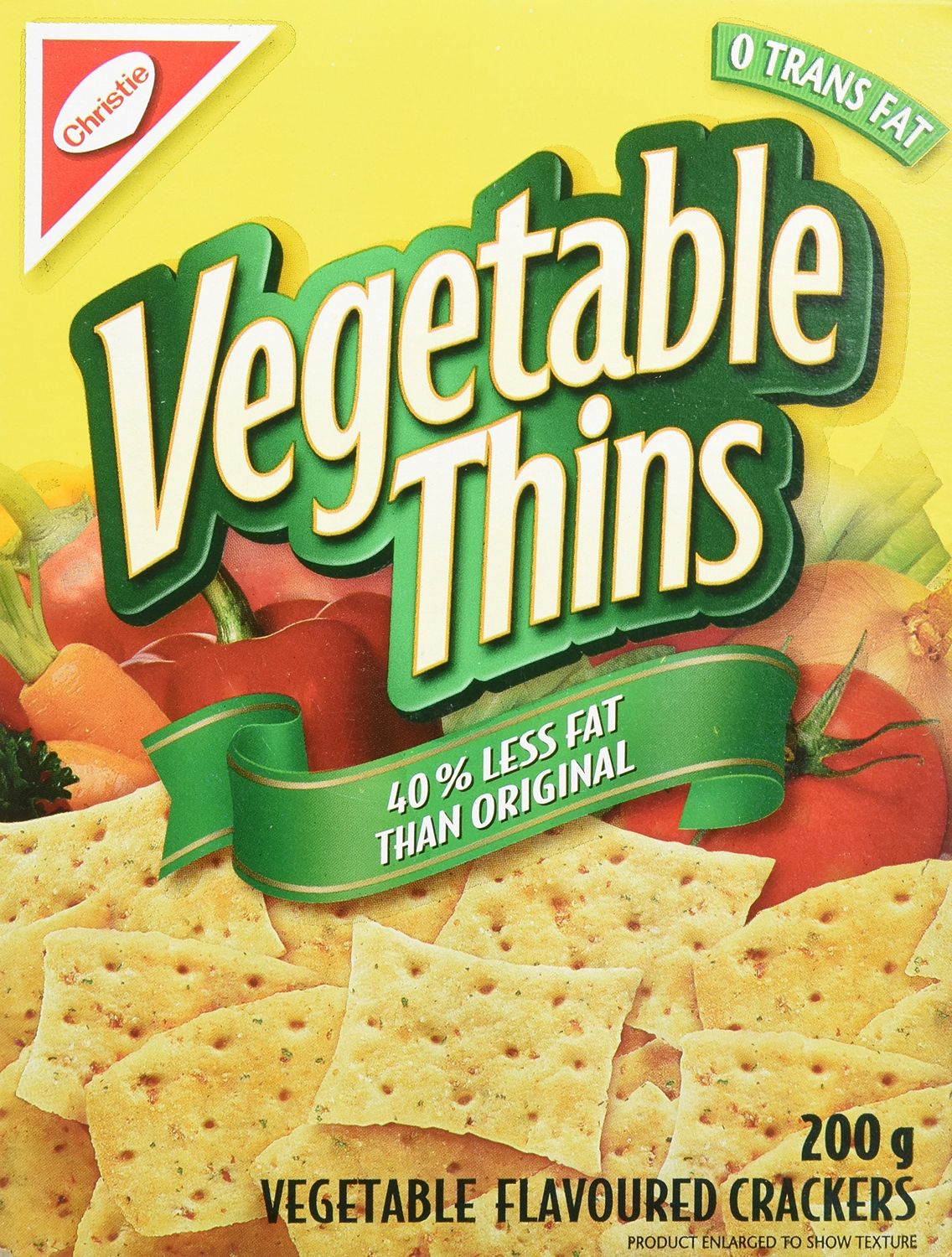 Christie Vegetable Thins, 40% Less Fat, Crackers, 200g7oz., Imported from Canada)