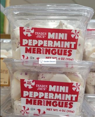 Trader Joe&#39;s Mini Peppermint Meringues Fat Free 4oz 113g (Two Containers)