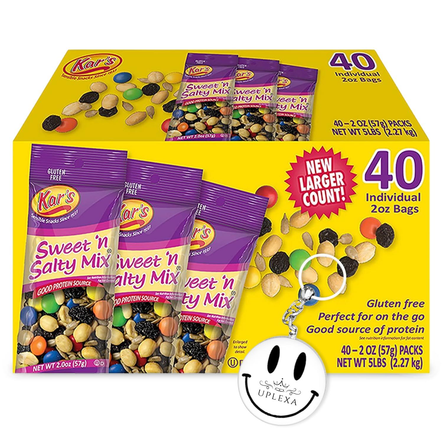 Kars Sweet and Salty Trail Mix - 40-Pack Trail Mix Individual Packs 2oz - Gluten-Free Trail Mix Bulk - Rich Source of Protein - Sweet and Salty Snacks with Mixed Nuts and Chocolate Candies