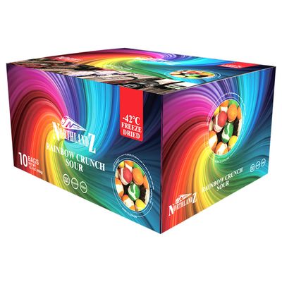 NORTHLANDZ Freeze Dried Candy | RAINBOW CRUNCH SOUR | Pack of 10 | Tangy Assorted Fruit Flavors | 1.5ozeach | Unique Crunchy Texture | Ideal Snack or Gift