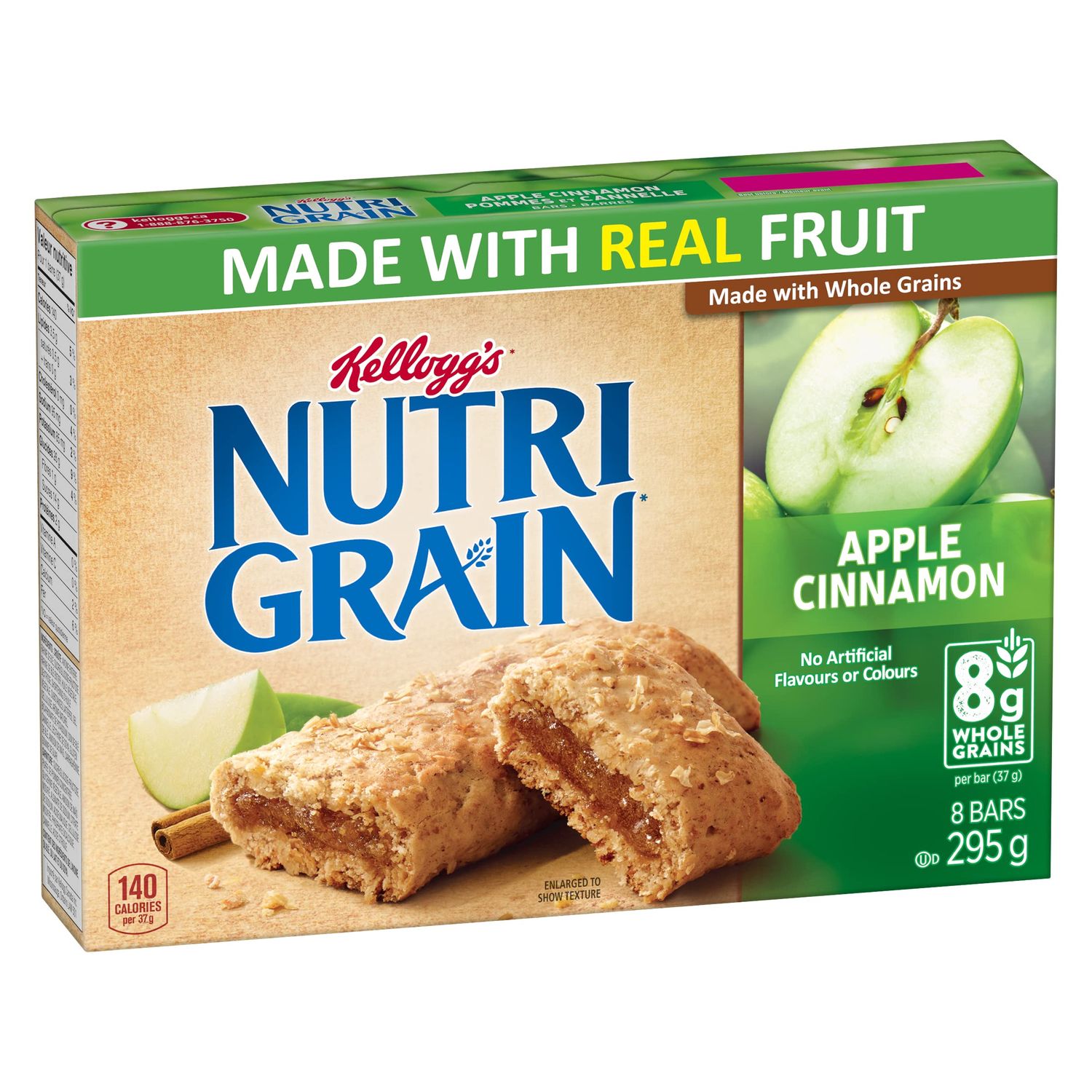 Kellogg&#39;s Nutri Grain Cereal Bars Apple Cinnamon, 8 Bars, 295g10.4 oz., Imported from Canada