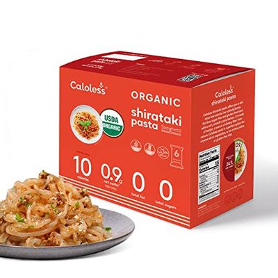 Caloless Konjac Shirataki Noodles 6-Pack Keto Snacks, Keto Pasta, Low Carb Pasta, Gluten Free, Vegan, Keto &amp;Paleo Friendly, Low Calorie Food (Spaghetti)