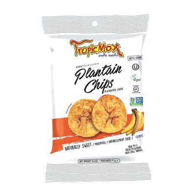 TropicMax - Plantain Chips with Sweet (Maduritos) Flavor - Gluten-Free Kettle Cooked Organic Healthy Snacks - Vegan Green Plantain Chip Individual Bags - Non-GMO, Certified Kosher (2.5oz - 6 packs)