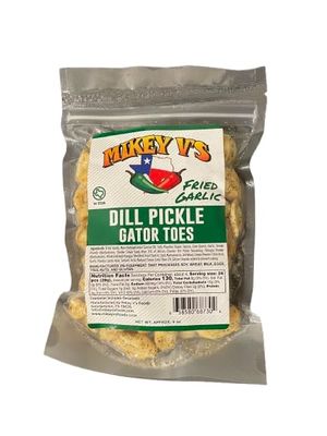 Mikey V&#39;s Dill Pickle Gator Toes, Deep Fried Garlic Snacks, 4oz.