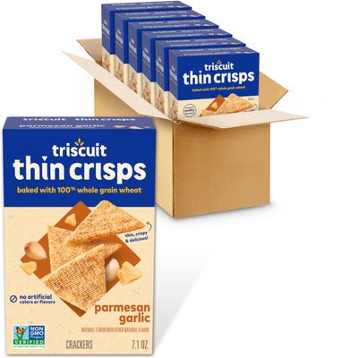 Triscuit Thin Crisps Parmesan Garlic Whole Grain Wheat Crackers, 6 - 7.1 oz Boxes