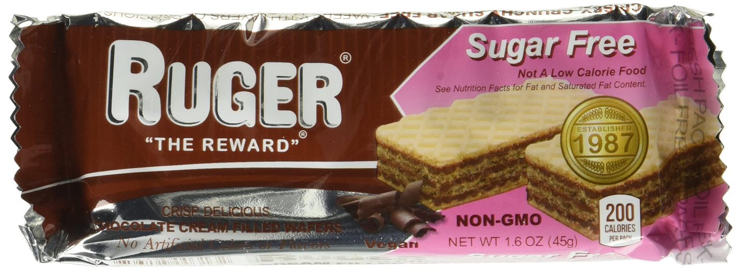Ruger Chocolate Wafers, Sugar Free, Vegan, 1.6 Ounce (Pack of 12)