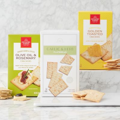 Hickory Farms Gourmet Cracker Variety 3 Pack | Charcuterie Board Crackers | Artisan Crackers | Golden Toasted Crackers, Olive Oil and Rosemary Crackers, Garlic and Herb Crackers