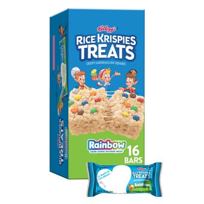 Rice Krispies Treats Marshmallow Snack Bars, Kids Snacks, Value Pack, Rainbow, 11.2oz Box (16 Bars)