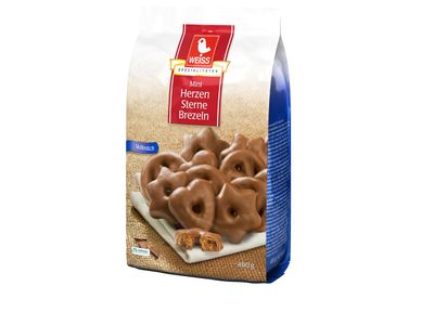 Weiss Mini Herzen Sterne Brezeln 400g
