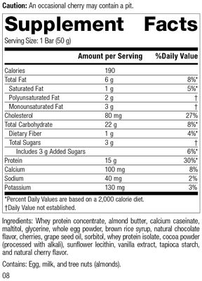 Standard Process StandardBar - Gluten-Free Protein Bar with Whole Food Formula of Calcium, Potassium, and More - Vegetarian - 18 Bar Pack - Cocoa Cherry