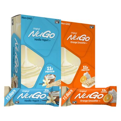 NuGo Original Variety, Vanilla Yogurt 15 bars &amp; Orange Smoothie 15 bars, 11g Protein, Gluten Free, 30 Count