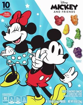 Disney Mickey and Friends Fruit Flavored Snacks, Treat Pouches, Gluten Free Snack, 10 Ct, 8 oz