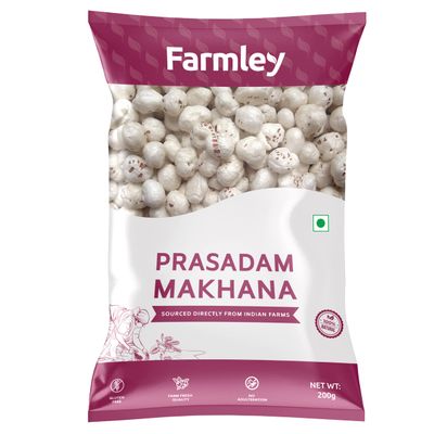 Farmley Uncooked Phool Makhana Gluten Free | Raw Foxnuts, Popped Lotus Seed, 100% Natural &amp; Crunchy, High Protein Nutritious Snack | Yoga &amp; Ayurvedic Diet - 200 g (7oz)