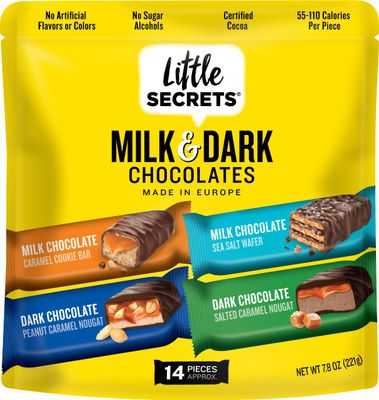 Little Secrets Milk &amp; Dark Chocolate Variety Pack | Asssorted 14 Bars | Made in Europe | Nothing Artificial &amp; No Sugar Alcohols | Sustainable Cocoa | 7.8 Ounce, Pack of 1