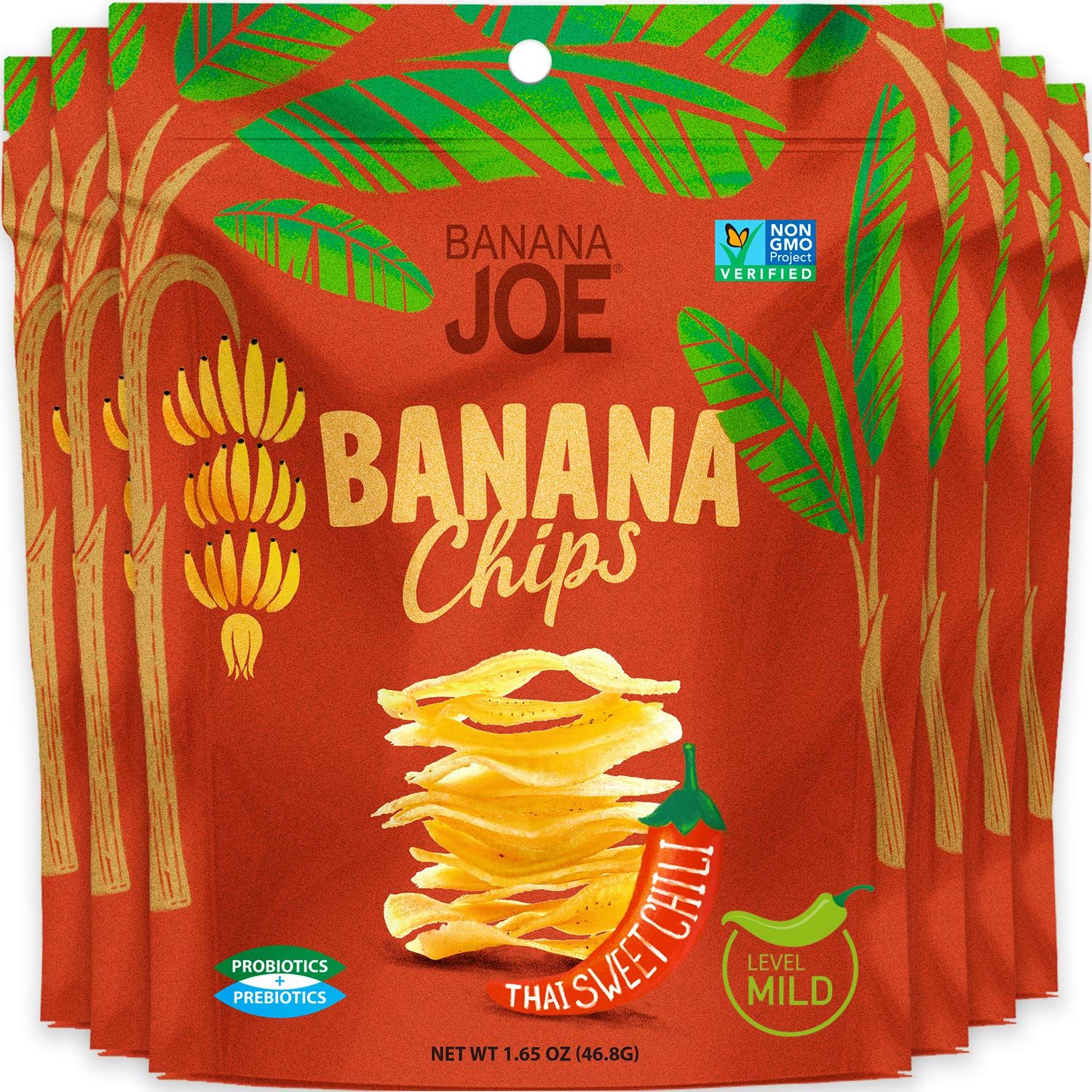 Banana Chips Dried Bananas Healthy Chips - (Thai Sweet Chili) Immune Support Booster Healthy Snacks for Adults &amp; Kids, Dehydrated Fruit Banana Chips Unsweetened Gluten Free Vegan Paleo Snacks (6packs)