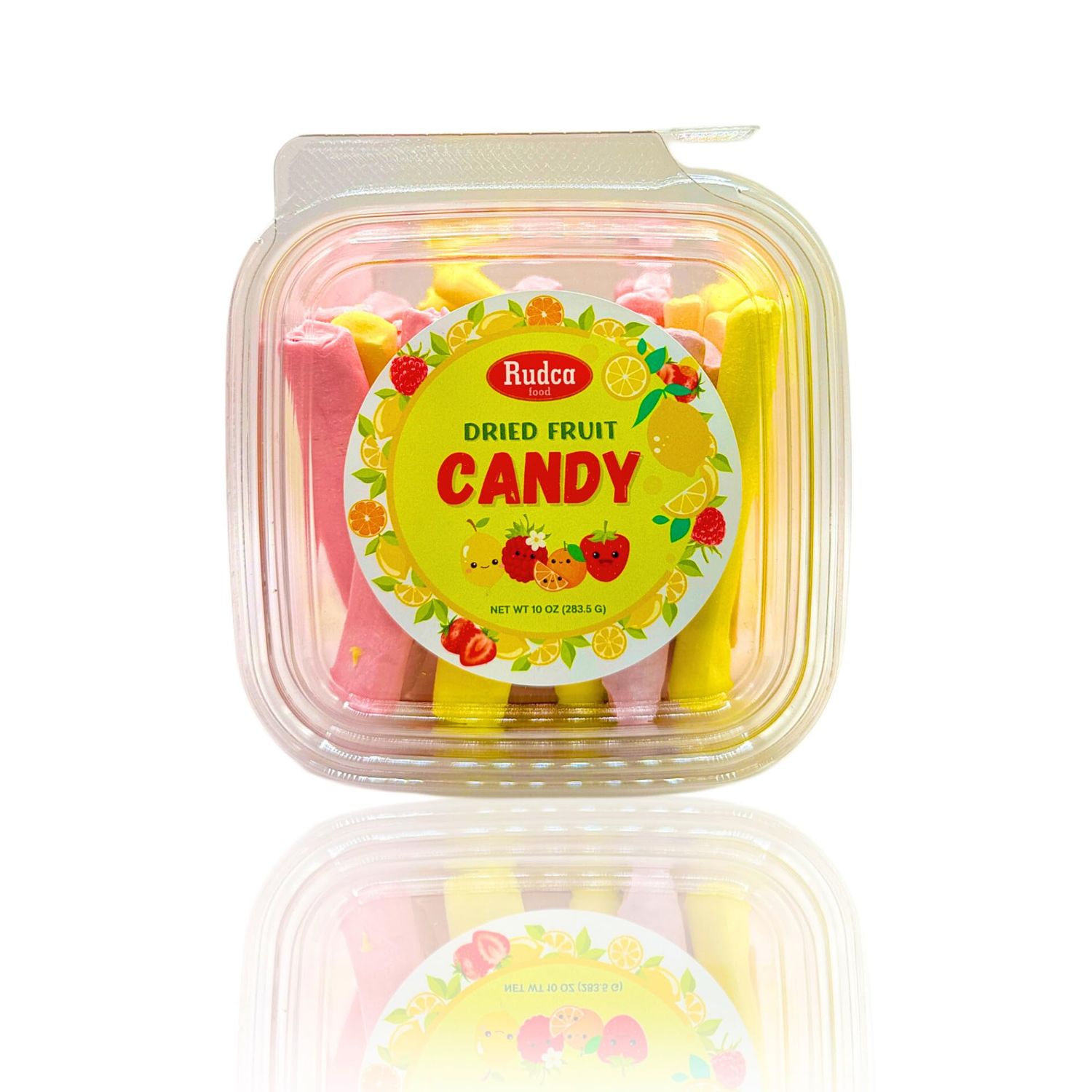Rudca Food Freeze-Dried Fruit Candy - Lemon, Orange, Strawberry, Raspberry - 10oz (283.5g) - Light &amp; Crunchy Dried Carambar Snack - No Artificial Flavors - Made in France