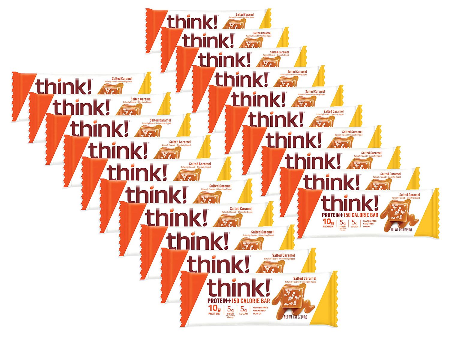 thinkThin Protein &amp; Fiber Bars, Salted Caramel, 1.41 Ounce (20 Count)
