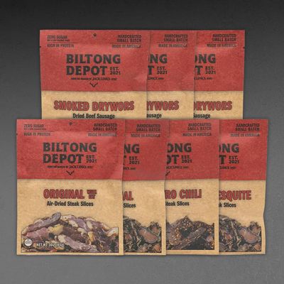 Biltong Depot Ultimate Carnivore Variety Pack (3oz, pack of 7): High Protein Snacks, No Sugar, Natural Dried Beef Jerky &amp; Beef sticks