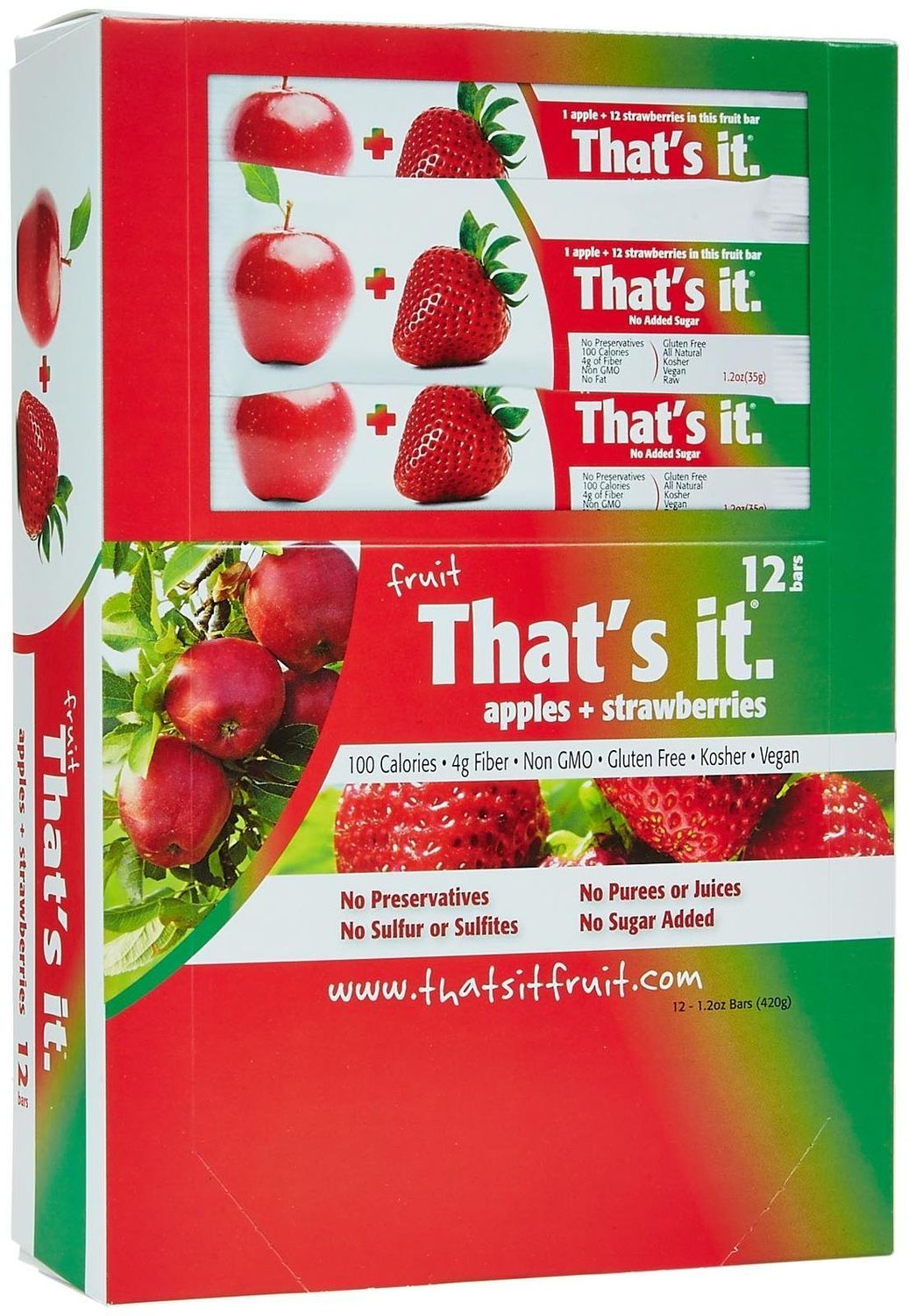 That&#39;s It Fruit Bars - Apple &amp; Strawberry - 1.2 oz - 12 ct