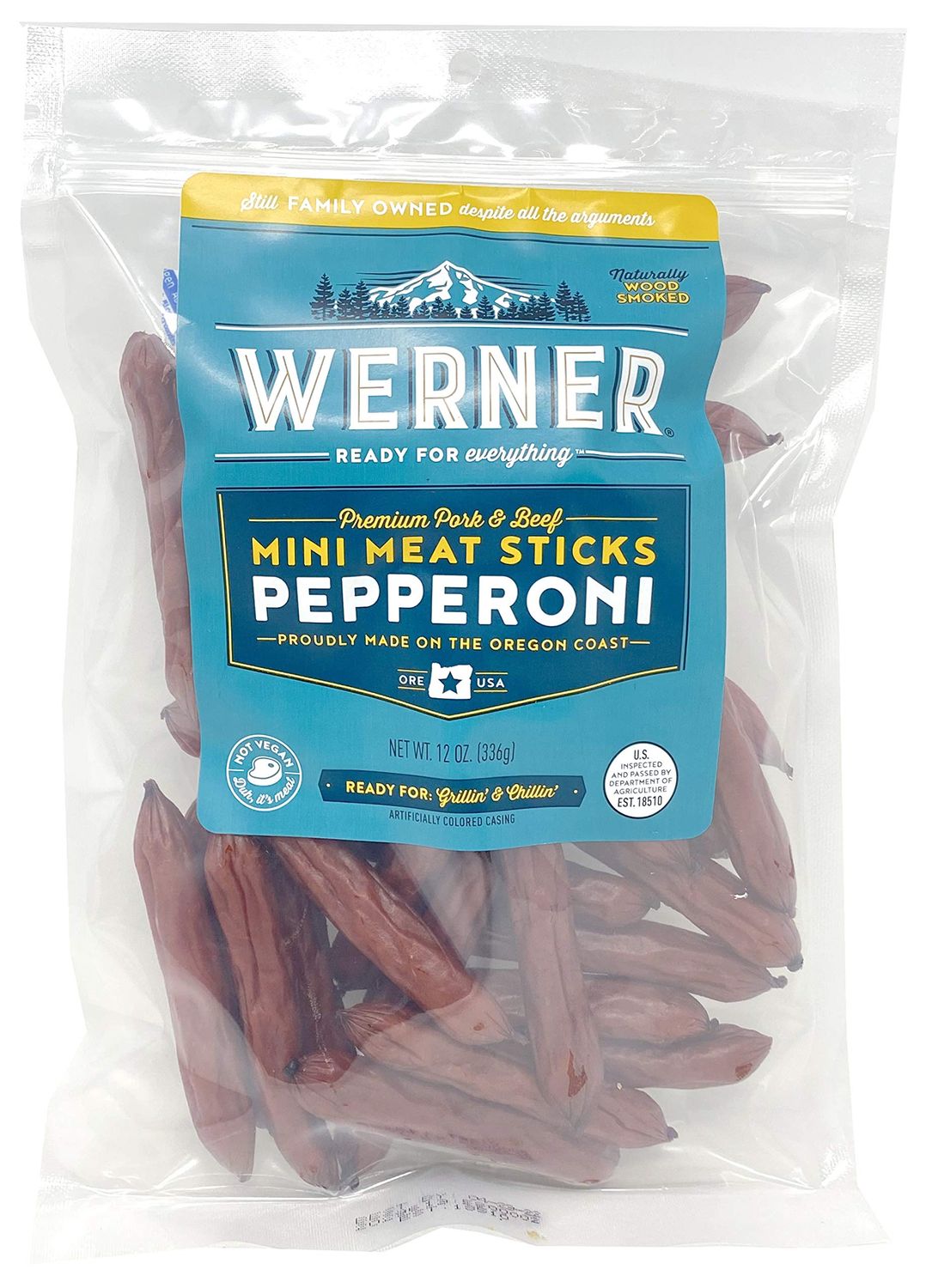 Werner Mini Pepperoni Meat Sticks - 12 OZ Bag - Made in the USA, Bulk Meat Sticks