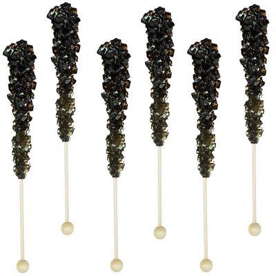 Fruidles Rock Candy Lollipops Pops Candy Suckers, Color and Flavor Assortment, Individually Wrapped, 6.5 (Black Cherry, 6-Pack)