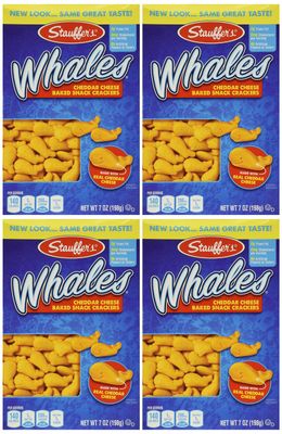 Stauffer&#39;s, Whales, Baked Cheddar Snack Crackers, 7oz Box (Pack of 4)