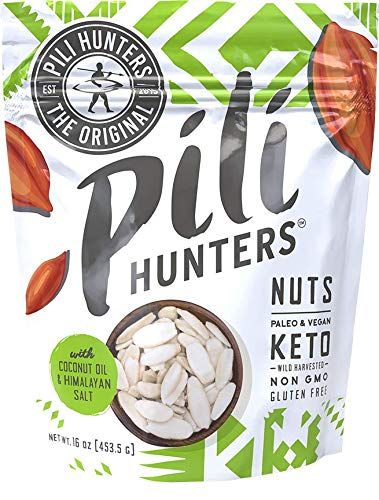 Pili Hunters - Wild Sprouted Pili Nuts, Coconut Oil and Himalayan Salt (1lb Bag) KetoPaleoVegan Snacks, Low Carb Energy, Gluten Free, No Sugar Added, Superfood, the Original AS SEEN ON SHARK TANK
