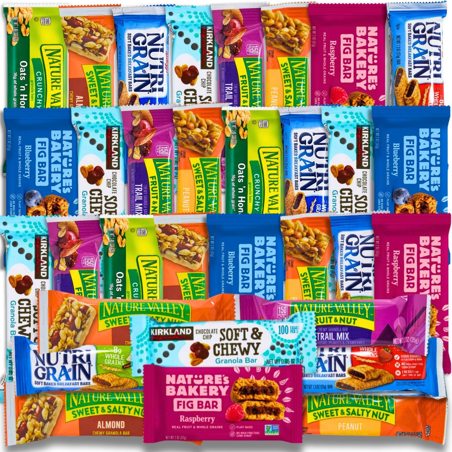 Healthy Snacks Mixed and Assorted Granola Bars Variety Care Pack - Deluxe Box: Fig, Oat, Nut, and Fruit Bars for Adults, Kids, Office, Gifts, and Travel (32 Count)