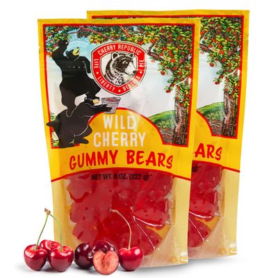 Cherry Republic Candy - Sweet Resealable Snack (8 Ounce (Pack of 2), Wild Cherry Gummy Bears)