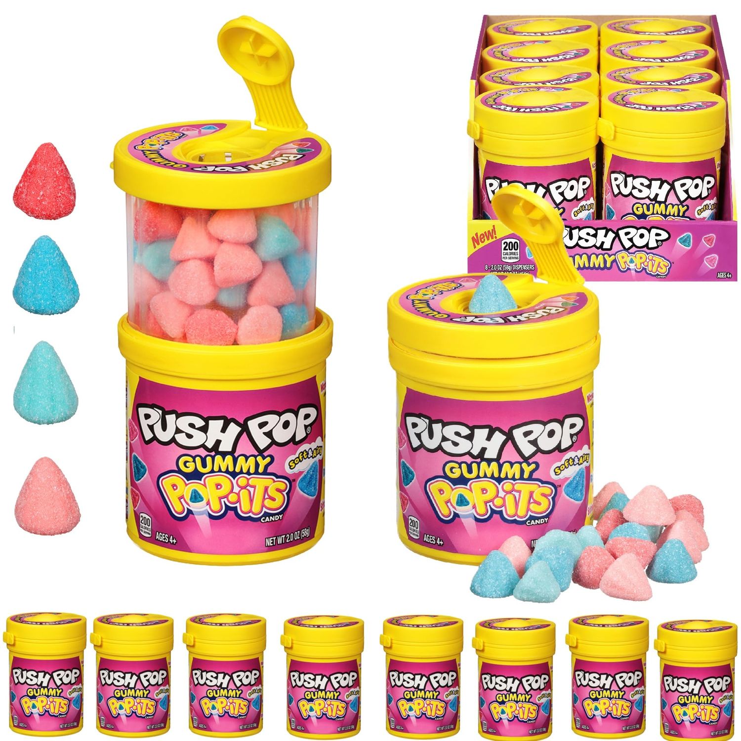 Push Pop Pop-Its Holiday Candy Gummies - 8 Ct Individually Wrapped Gummy Candy in Assorted Fruity Flavors - Fun Candy Gifts For Party Favors, Stocking Stuffers, Holiday Gifts for Kids