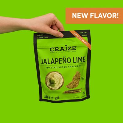 Craize NEW FLAVOR Jalapeo Lime Crisps  Gluten Free, Vegan, Kosher, Toasted Corn Crackers  6 pack, 4 oz each