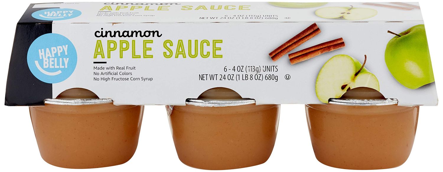Amazon Brand - Happy Belly Cinnamon Apple Sauce, 4 ounce (Pack of 6)