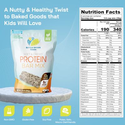 Raw Protein Bar Mix - Soft & Chewy High Protein Mix - Whole Hemp Seeds, Sesame Seeds, Sea Salt, Unsweetened Coconut Flakes - Non-GMO, Zero Gluten for No Bake Protein Bars - Better Option Foods, 10 oz
