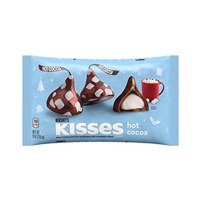 HERSHEY&#39;S KISSES Hot Cocoa Flavored Milk Chocolate, Christmas Candy Bag, 9 oz
