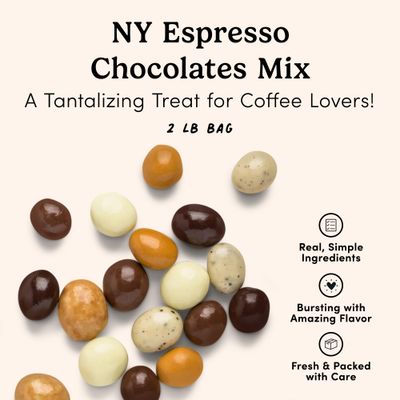 Nuts.com - NY Espresso Chocolates Mix- 2 Pound Bag, Great Snack for Adults, Good Source of Antioxidants &amp; Caffeine - For Parties, Office, Holiday Gatherings &amp; Home Snacking - Kosher Pareve